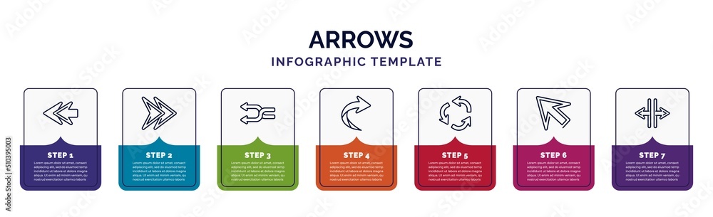 Poster infographic template with icons and 7 options or steps. infographic for arrows concept. included rew