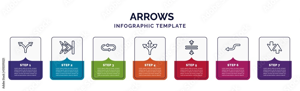 Poster infographic template with icons and 7 options or steps. infographic for arrows concept. included div