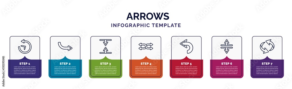 Poster infographic template with icons and 7 options or steps. infographic for arrows concept. included rel