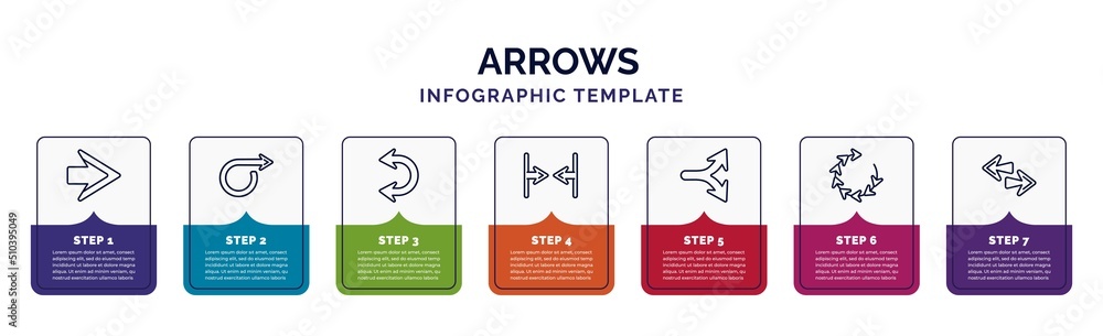 Poster infographic template with icons and 7 options or steps. infographic for arrows concept. included rig