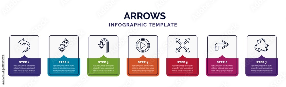 Poster infographic template with icons and 7 options or steps. infographic for arrows concept. included lef