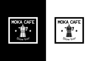 Logo Moka pot coffee, shop, Custom Hot Drink, Store, slow bar Morning Breakfast Beverage, Isolated Minimalistic Object