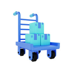 3d rendering e commerce trolley with package