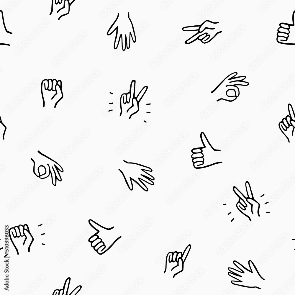 Aufkleber seamless pattern with hand gestures