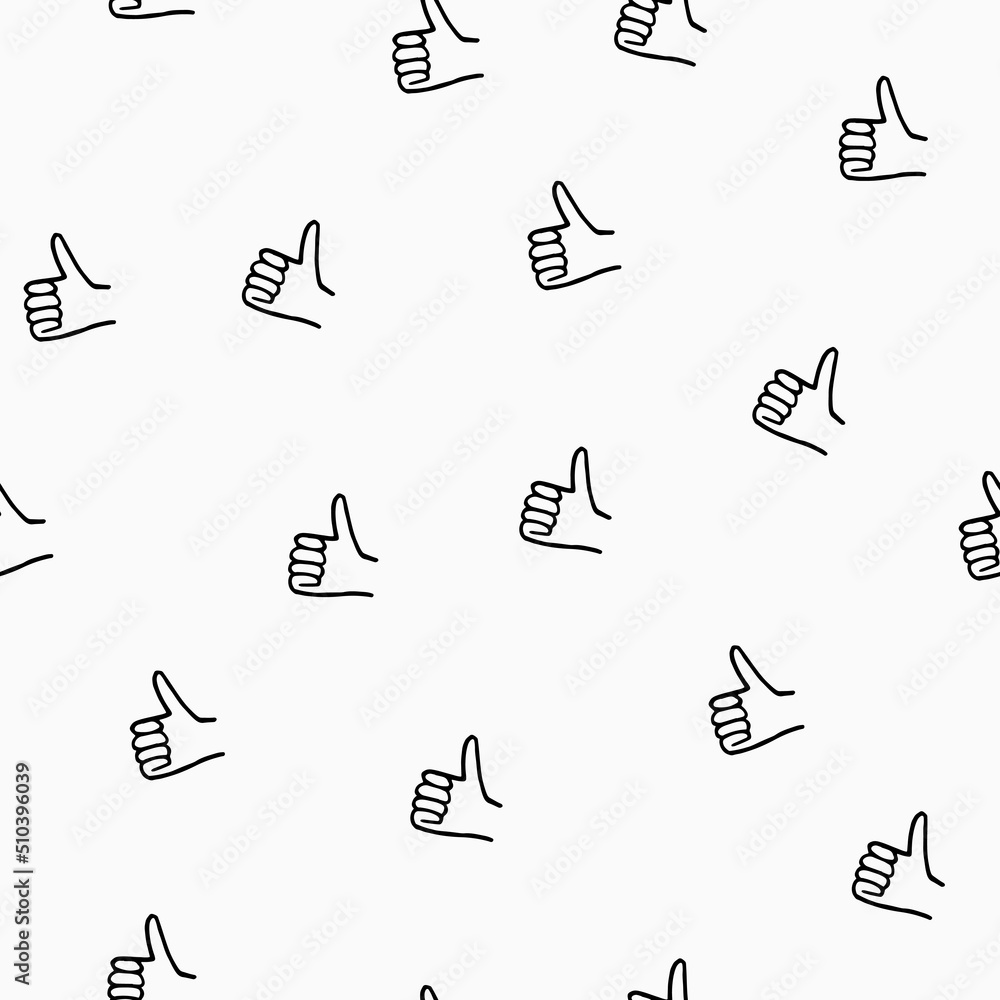 Poster seamless pattern with hand drawn thumbs up