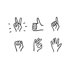 Set of hand drawn hand gestures
