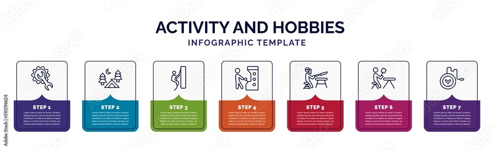 Poster infographic template with icons and 7 options or steps. infographic for activity and hobbies concept