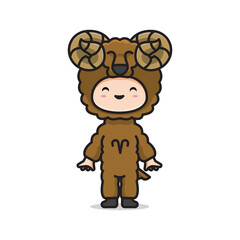 cute costume zodiac aries vector