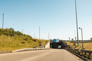 Newcastle UK: 1st June 2020: Tyne Tunnel crossing toll booth approach