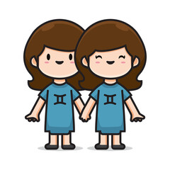 cute costume zodiac gemini vector