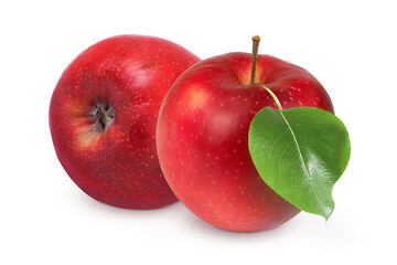Red apple on an isolated white background.