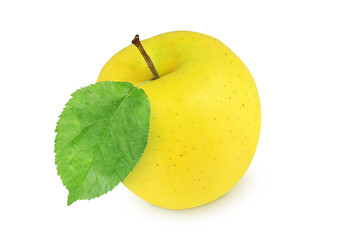 Yellow apple on isolated white background