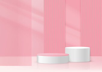 Display podium product pink podium. Abstract 3D product background pink rendering with square vertical and holizontal scene. Stage for product.
