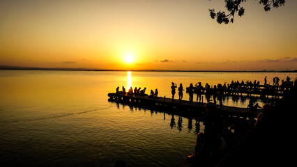 People watching the sunset in the lagoon of Valencia