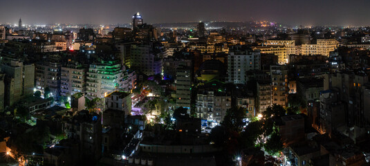 Fototapeta na wymiar panorama view of Cairo in Egypt at night