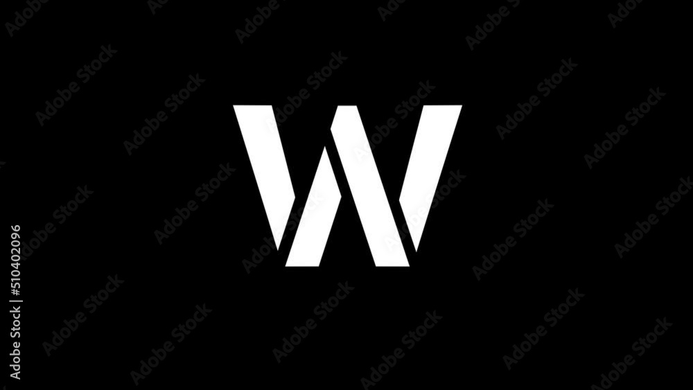 Poster white picture of w on a black background. american alphabet. english language for writing. distortio