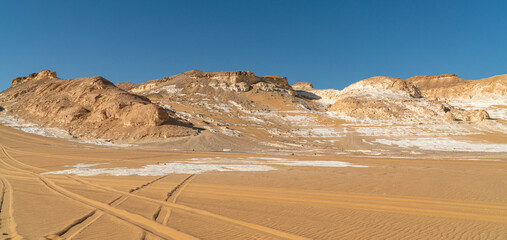 view of the beautiful white desert in Egypt with stunning rock formations