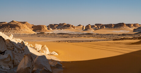 view of the beautiful white desert in Egypt with stunning rock formations