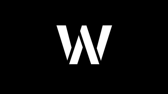 White picture of W on a black background. american alphabet. english language for writing. Distortion liquid style transition icon for your project. 4K video animation for motion graphics and