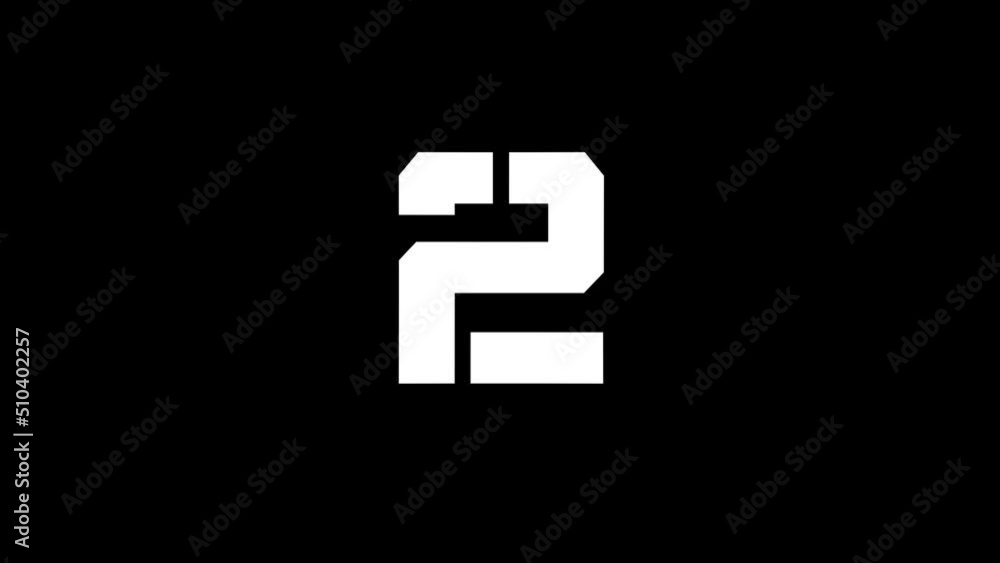 Poster white picture of 2 on a black background. simple numbers for sports counting. records of athletes. d