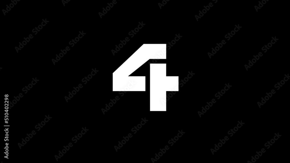 Poster white picture of 4 on a black background. simple numbers for sports counting. records of athletes. d