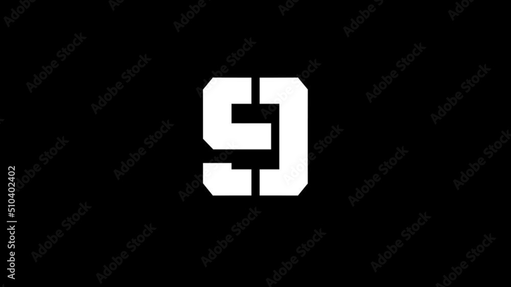 Poster white picture of 9 on a black background. simple numbers for sports counting. records of athletes. d