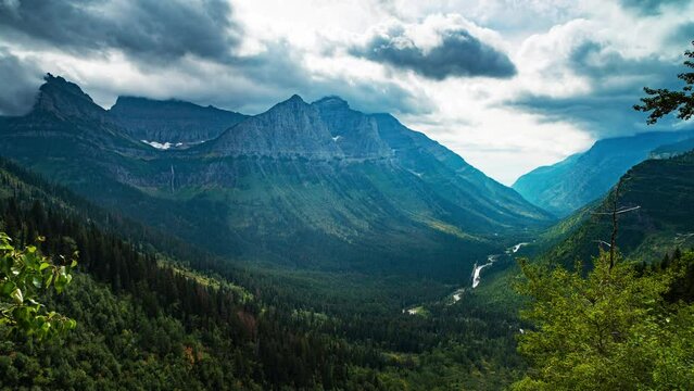 Another time lapse video with panoramic mountains view from Glacier park