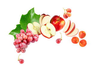 Fruit composition isolated on white background.