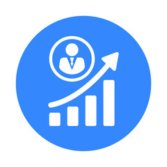 Analytics, career, growth icon. Blue color design.