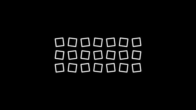 White picture of abstraction on a black background. abstract squares for gadget decoration. Distortion liquid style transition icon for your project. 4K video animation for motion graphics and