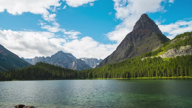 Sunny Cloudy autumn day in Glacier park
