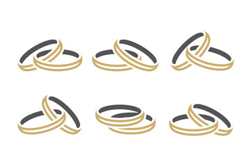 Wedding Rings. Rings icon set. Collection Of Design Wedding Rings. Ornament Accessories. Flat style