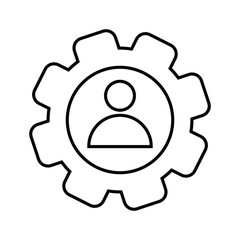 Gear, man, specialist outline icon. Line art vector.