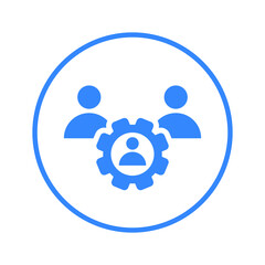 Team, teamwork, users icon. Blue color design.