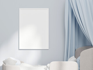 frame mockup in modern boy room interior, 3d render