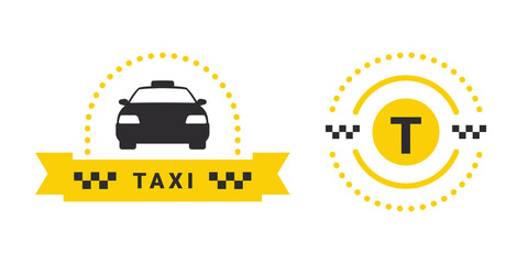 Taxi logos. Taxi service banner elements. Round the clock taxi service. Vector icons © Роман Ярощук