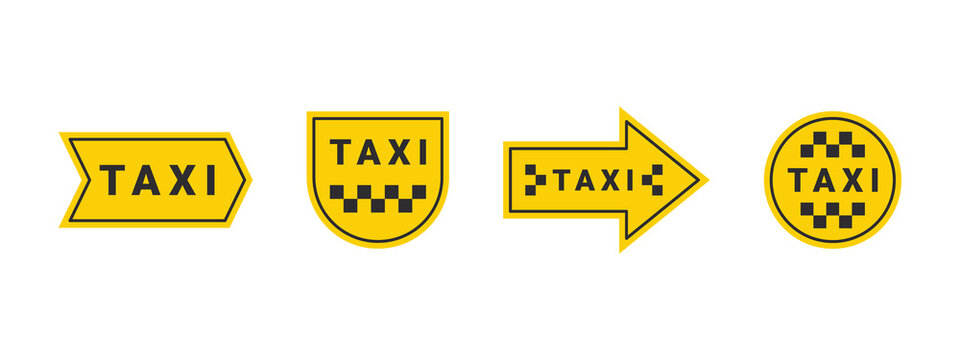 Taxi service icons pointers. Taxi service banner elements. Round the clock taxi service. Vector icons