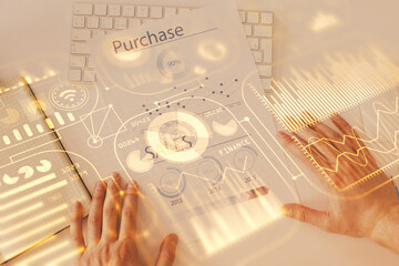 Close up of human hands background and abstract innovative technologies for industries. Multi...