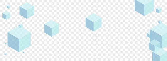 Monochrome Geometric Background Transparent Vector. Polygon Empty Card. White Cube Flow Texture. Blockchain Design. Blue Shadow Block.