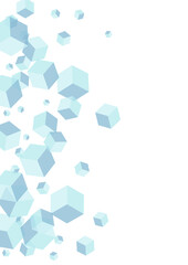 Monochrome Polygon Background White Vector. Box Paper Texture. Blue Cubic Isolated Card. Brick Design. Sky Blue 3d Geometric.