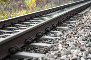 Close up of a railroad track