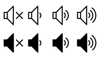 set of sound icons with different signal levels in a flat style