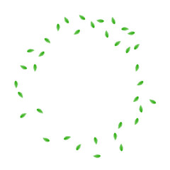 Greenish Foliage Background White Vector. Plant Growing Card. Park Texture. Light Green Garden Frame. Vegetation Fresh.