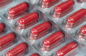 Red pills in blister pack