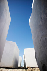 Deposit of blocks of statuary white marble