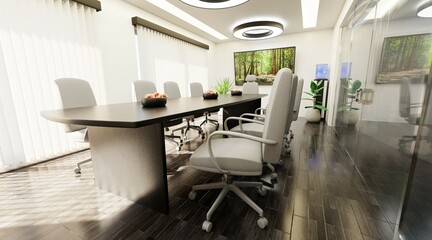 Realistic 3D Render of Conference Room