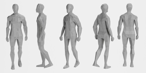 3D Render of Artificial Low-poly Character