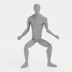 3D Render of Artificial Low-poly Character