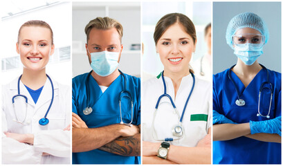 Professional medical doctors working in hospital office, Portrait of young and confident physicians.
