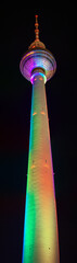 Berlin TV Tower illuminated colors at night © Mika